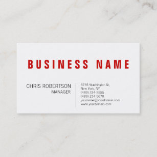 Stylish Red White Manager Business Card