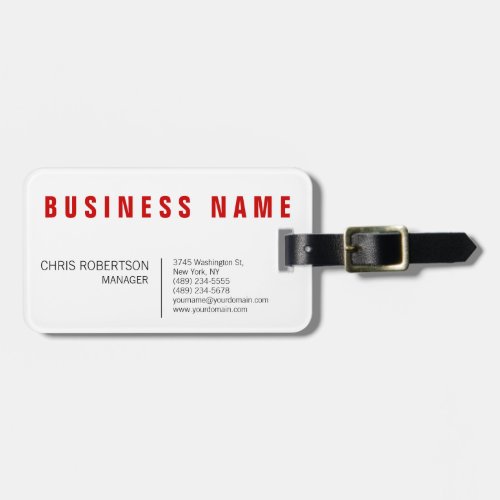 Stylish Red White Modern Minimalist Luggage Tag