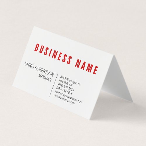Stylish Red White Modern Minimalist Unique Business Card
