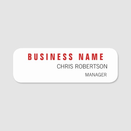 Stylish Red White Modern Minimalist Unique Name Tag