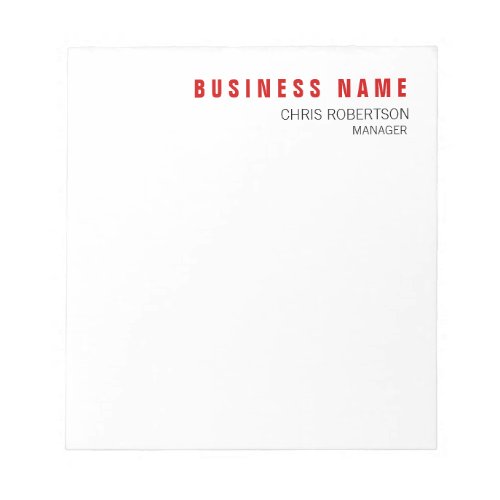 Stylish Red White Modern Minimalist Unique Notepad