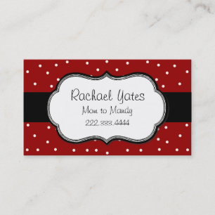 Stylish Red & White Polka Dot Mommy Card