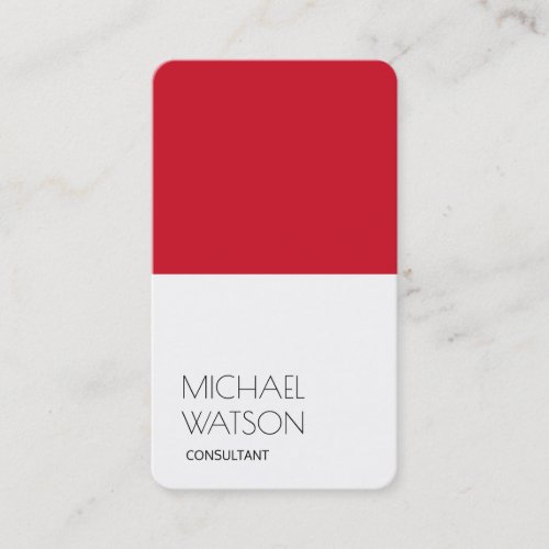 Stylish Red White Simple Plain Trendy Consultant Business Card