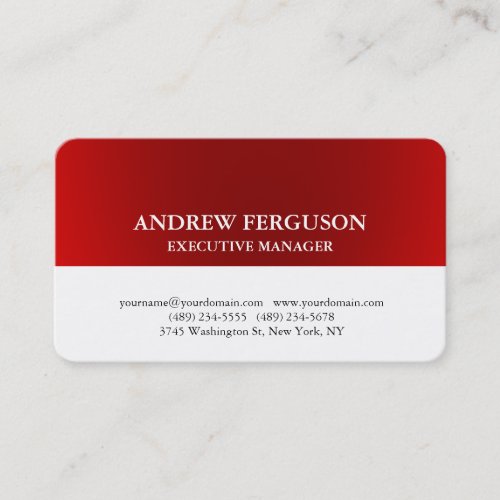 Stylish Red White Unique Modern Professional Business Card