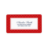 Stylish Red with Classic White Polka Dot Address Label
