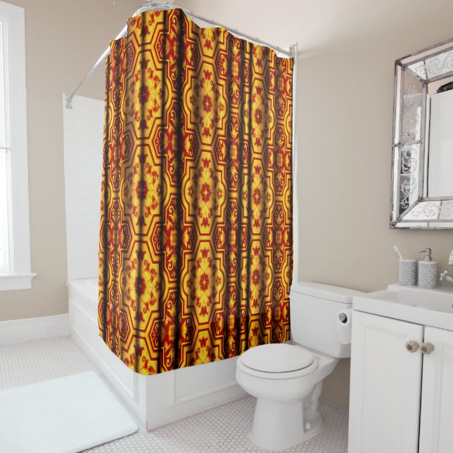 Stylish Red & Yellow Shower Curtain (In Situ)