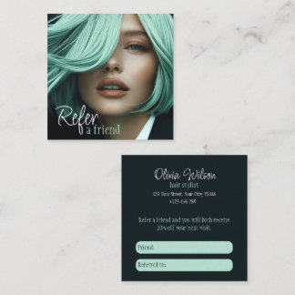 Stylish Refer a Friend Cards for hair stylist