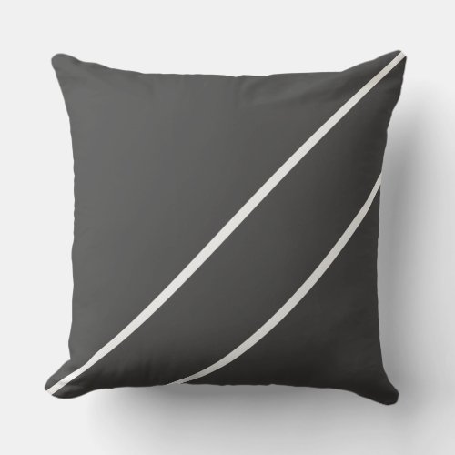 Stylish Refined Dark Gray White Diagonal Stripes Throw Pillow
