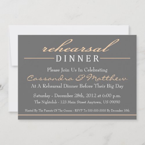 Stylish Rehearsal Dinner Party Invitation (Orange)