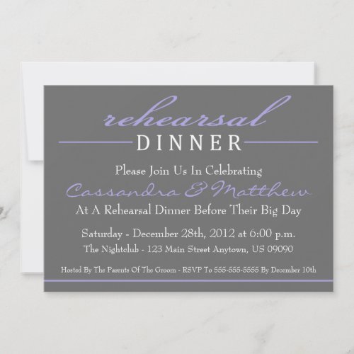 Stylish Rehearsal Dinner Party Invitation (Purple)
