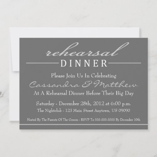 Stylish Rehearsal Dinner Party Invitation (Silver)