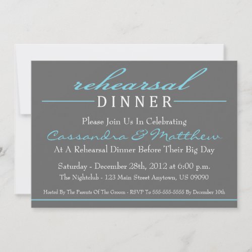 Stylish Rehearsal Dinner Party Invitations (Blue)