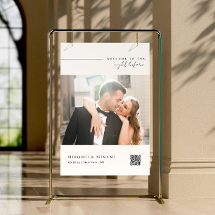 Stylish Rehearsal Dinner Welcome With QR Code Foam Board