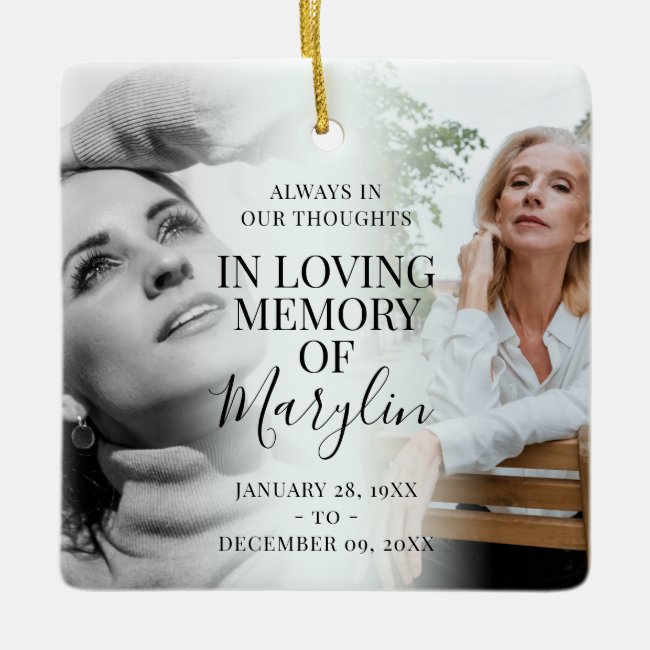 Stylish Remembrance In Loving Memory Christmas Ceramic Ornament