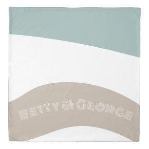 Stylish Renew Blue and Taupe Wave Duvet Cover