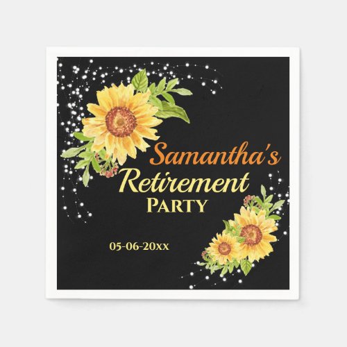 Stylish Retirement Party Floral Sunflower Napkins
