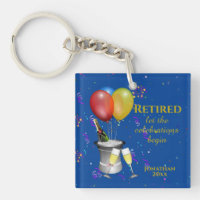 Stylish Retirement Sparkling Wine Celebration Blue