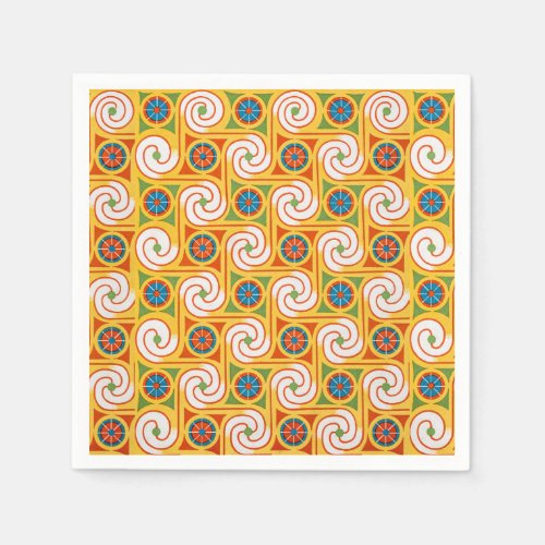 Stylish Retro 1970s Wallpaper Party Supply Napkins