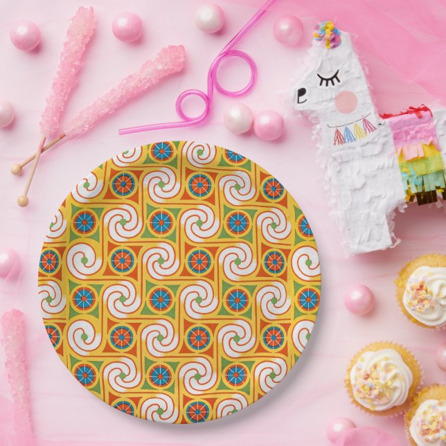 Stylish Retro 1970s Wallpaper Party Tableware Paper Plates (Party)