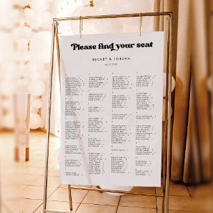 Stylish retro Alphabetical Seating Chart Sign