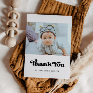Stylish retro Baby shower thank you card