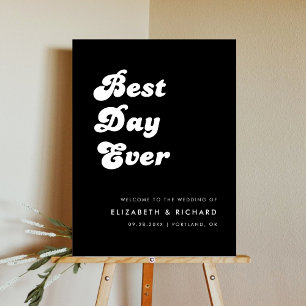Stylish Retro Best Day Ever Wedding Welcome Foam Board
