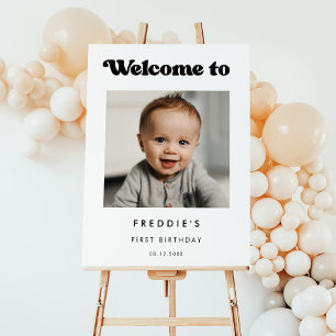 Stylish retro Birthday welcome photo Sign