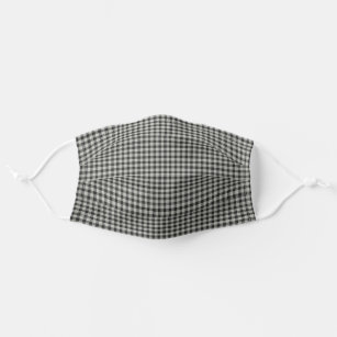 Stylish Retro Black and Gray Gingham Plaid Pattern Adult Cloth Face Mask