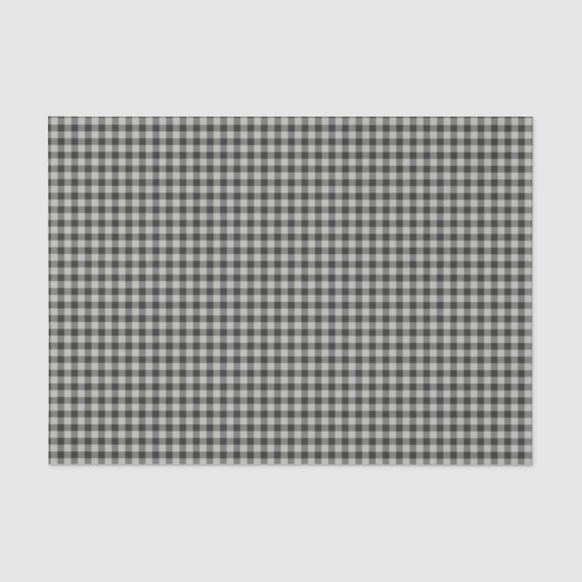 Stylish Retro Black and Gray Gingham Plaid Pattern Tissue Paper (Front)