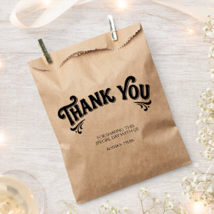 Stylish retro black & Craft wedding Favor Bag
