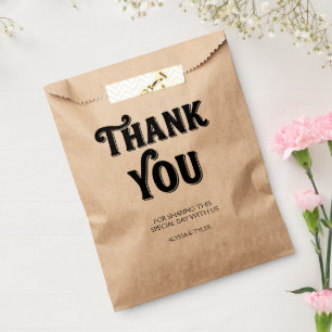 Stylish retro black & Craft wedding Favor Bag