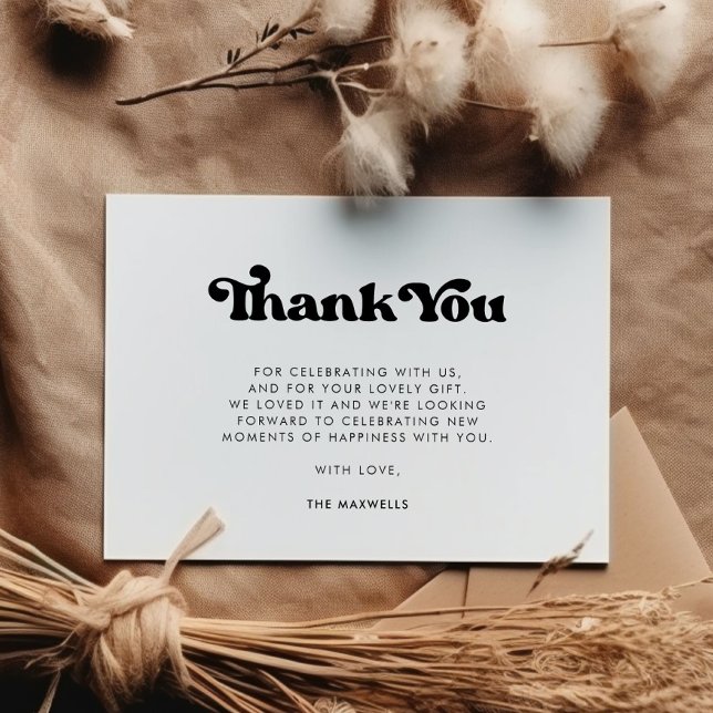 Stylish retro black & white Baby shower Thank You Card (Creator Uploaded)
