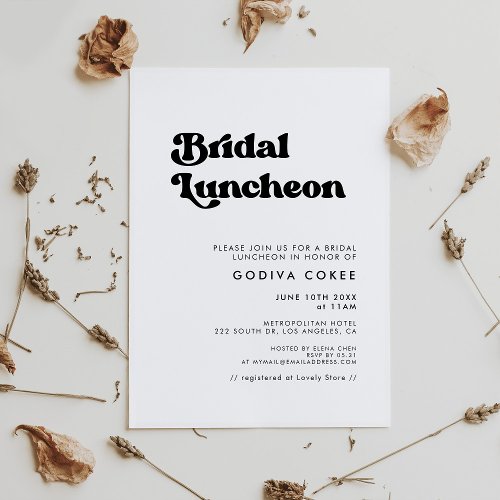 Stylish retro black  white Bridal luncheon Invitation