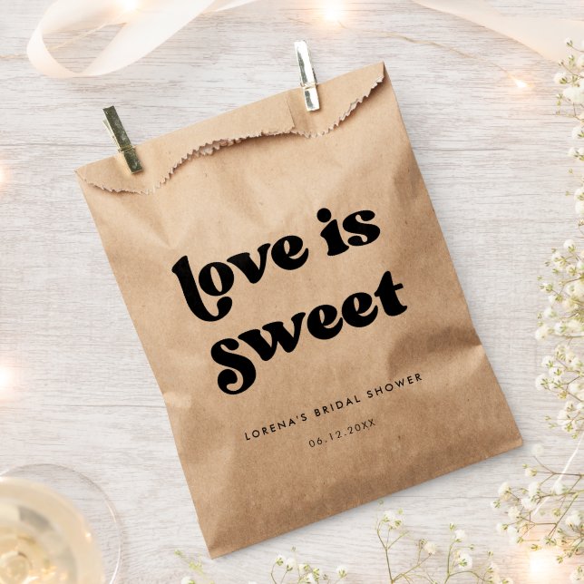 Stylish retro black & white Bridal Shower Favor Bag (Clipped)