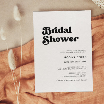 Stylish Retro Black & White Bridal Shower Invitation by LemonBox at Zazzle