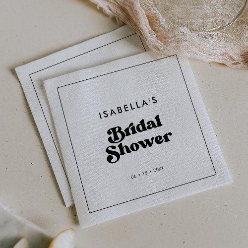 Stylish retro black  white Bridal Shower Napkins