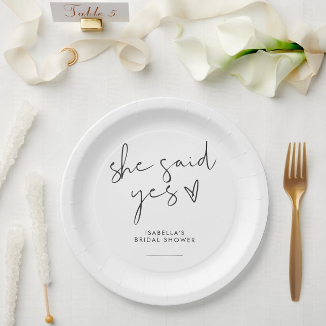 Stylish retro black & white Bridal shower  Paper Plates (Wedding)