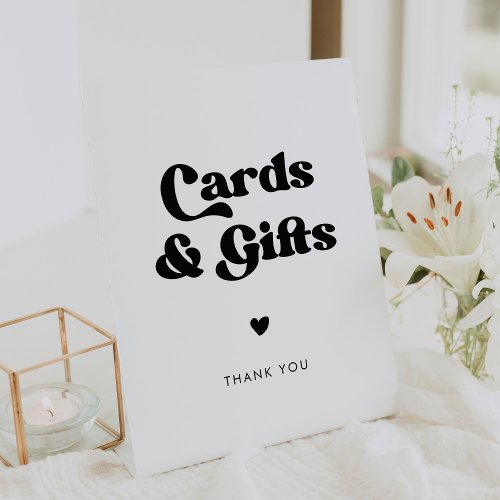 Stylish retro black  white Cards  Gifts wedding Pedestal Sign