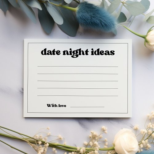 Stylish retro black  white Date night ideas  Enclosure Card