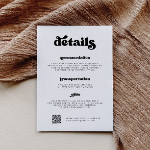 Stylish retro black & white Details QR code Enclosure Card