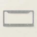 Stylish Retro Black White Gingham Plaid Pattern License Plate Frame<br><div class="desc">Stylish Retro Black and White Gingham Plaid Pattern License Plate Frame</div>