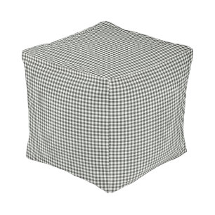 Stylish Retro Black White Gingham Plaid Pattern Pouf