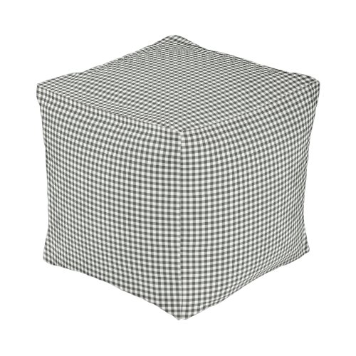 Stylish Retro Black White Gingham Plaid Pattern Pouf