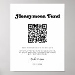 Stylish retro black & white Honeymoon fund QR code Poster<br><div class="desc">A retro chic theme: adopt this slightly vintage and stylish typographic design for your wedding stationery,  with a classic black and white theme. Customizable text,  colors and backgrounds. Replace the QR code with your own to give your guests access to your digital wishing well.</div>