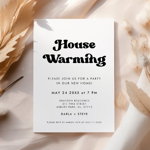 Stylish retro black  white Housewarming party Invitation