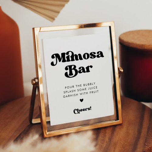 Stylish retro black  white Mimosa bar sign