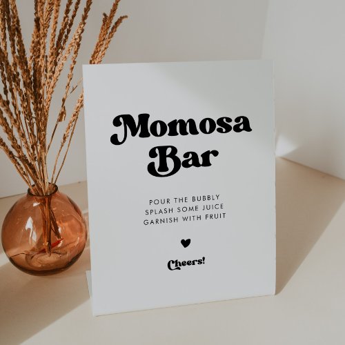 Stylish retro black  white Momosa bar Pedestal Sign