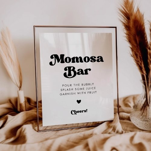 Stylish retro black  white Momosa bar sign