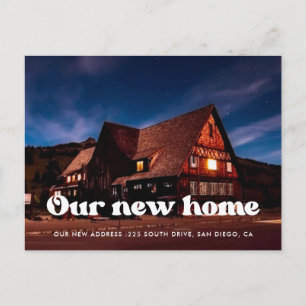 Stylish retro black & white moving announcement postcard