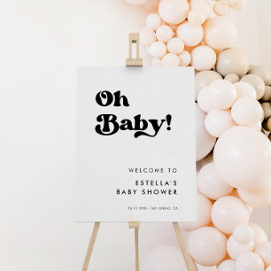 Stylish retro black & white Oh Baby Foam Board